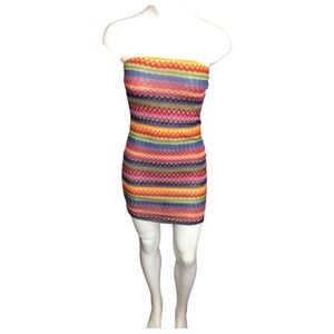 Multicolor Strapless Bodycon Dress Tube Dress Y2K